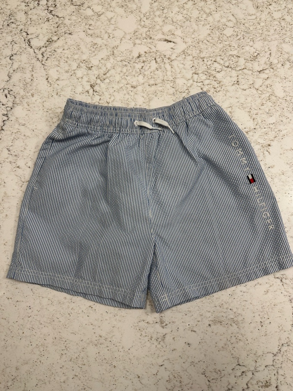Tommy Hilfiger Light Blue & White Striped Swim Shorts